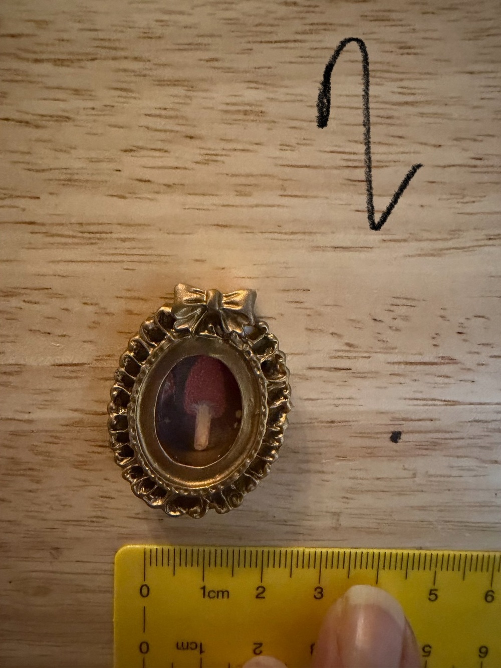 Gold-Tone Oval Bow Frame With red mushroom